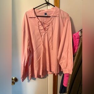 Pink Lace-Up Women's Top